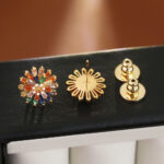 Earrings 18K Gold-Plated Fashion Rainbow Fireworks Stud Earrings – French Light Luxury Elegant Versatile Daisy Earrings