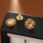 Earrings 18K Gold-Plated Fashion Rainbow Fireworks Stud Earrings – French Light Luxury Elegant Versatile Daisy Earrings